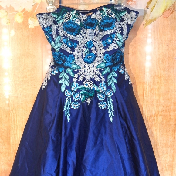 Blondie Nites Dresses & Skirts - Blondie Nites Blue Embellished A-line Dress for Prom